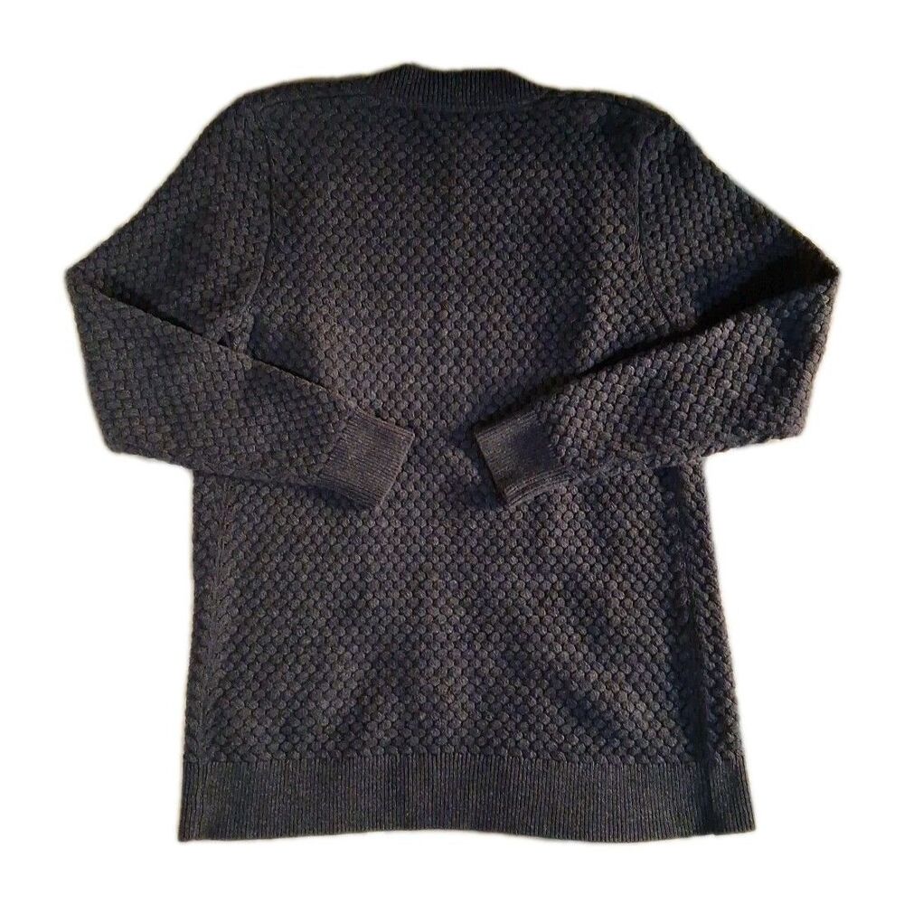 LL Bean Open Front Cardigan Sweater Blue 100% Cotton Knit Medium - Picture 2 of 5